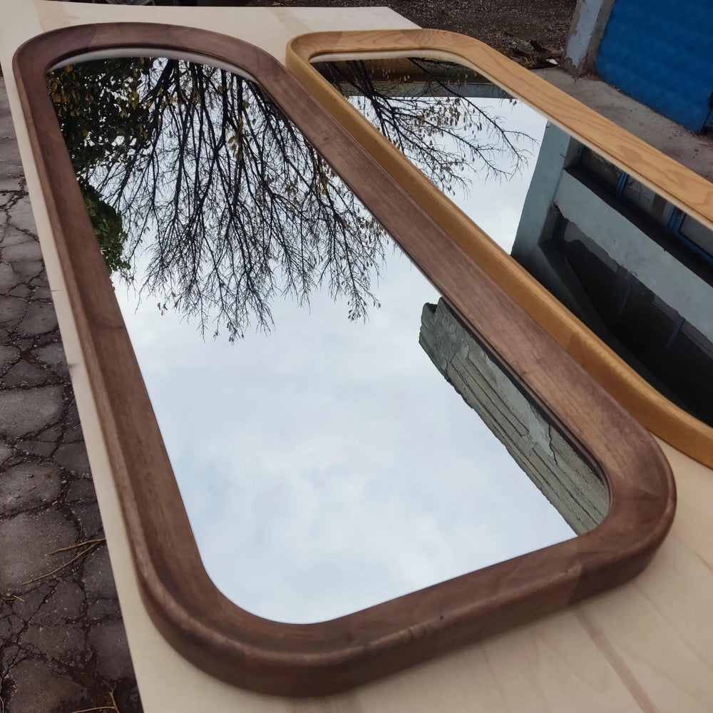 Walnut Full Length Mirror - Walnut Modern Standing Mirror - Handmade Walnut Decorative Mirror - Wooden